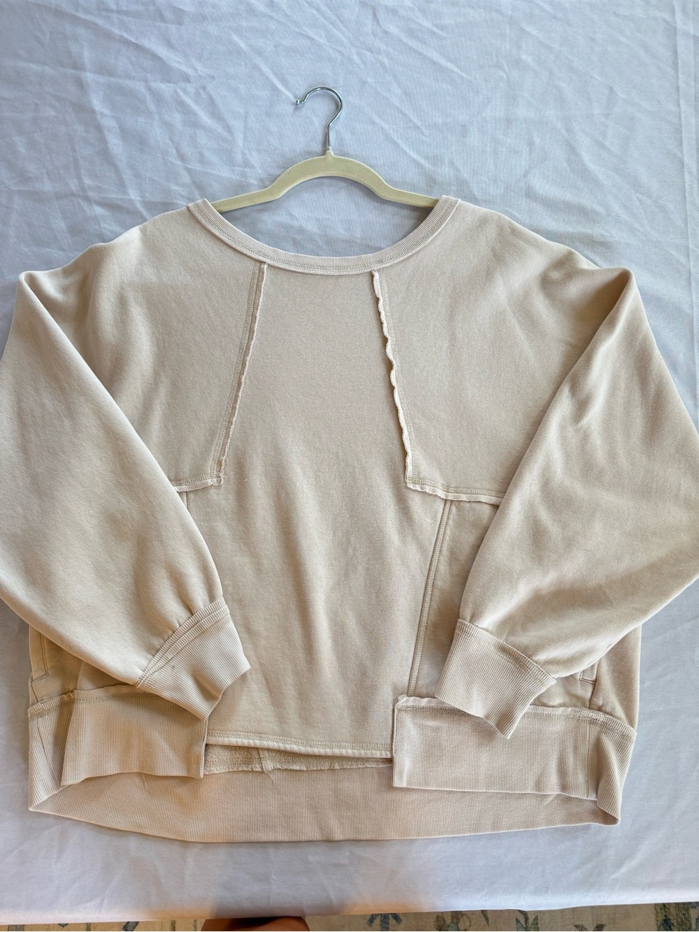 Women's Cream Pullover Sweatshirt patchwork
